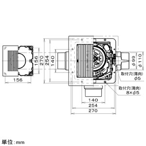 パナソニック 天井埋込形換気扇 ルーバーセットタイプ 3室用 大風量形 埋込寸法□240mm パイプ径φ100mm 風圧式高気密シャッター付 天井埋込形換気扇 ルーバーセットタイプ 3室用 大風量形 埋込寸法□240mm パイプ径φ100mm 風圧式高気密シャッター付 FY-24CPTS8 画像3