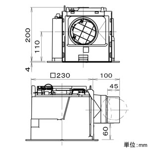 パナソニック 天井埋込形換気扇 ルーバー別売・複数台制御専用タイプ 特大風量形 埋込寸法□240mm パイプ径φ100mm 風圧式高気密シャッター付 天井埋込形換気扇 ルーバー別売・複数台制御専用タイプ 特大風量形 埋込寸法□240mm パイプ径φ100mm 風圧式高気密シャッター付 FY-24JDGS8 画像2