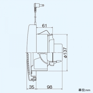 パイプ用ファン 圧力形 格子タイプ トイレ・洗面所・居間用 SL端子付 接続ダクトφ150mm VFP-12ZS4