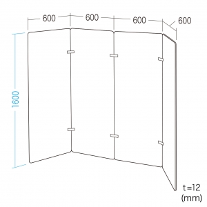 サンワサプライ パーティションブース(W600×4) パーティションブース(W600×4) SPT-PB003GY 画像2