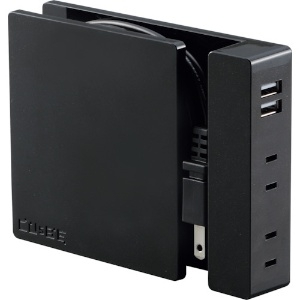 ハタヤ USBポート付延長コード キュービー パールブラック SSS-01B