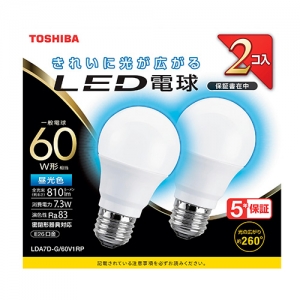 東芝 LED電球 A形 一般電球形  60W相当 全方向 昼光色 E26 2P LDA7D-G/60V1RP