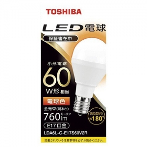 東芝 【ケース販売特価 10個セット】LED電球 ミニクリ形 60W相当 広配光 電球色 E17 【ケース販売特価 10個セット】LED電球 ミニクリ形 60W相当 広配光 電球色 E17 LDA6L-G-E17S60V2R