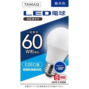NVCライティングジャパン LED電球 A形 一般電球形 60W相当 昼光色(6500K) E26 LDA7D-G/K60AR