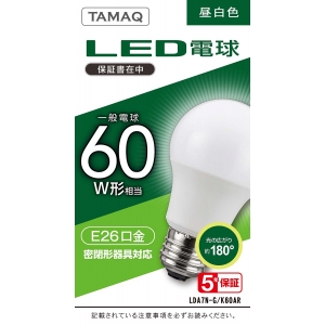 NVCライティングジャパン LED電球 A形 一般電球形 60W相当 昼白色(5000K) E26 LDA7N-G/K60AR