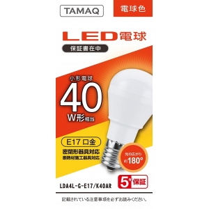 NVCライティングジャパン LED電球 A形 一般電球形 40W相当 電球色(2700K) E17 LDA4L-G-E17/K40AR