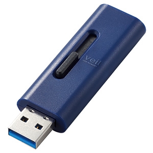 ELECOM スライド式USBメモリー USB3.2Gen1対応 32GB ブルー MF-SLU3032GBU