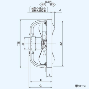 日本キヤリア(東芝) 有圧換気扇 産業用換気扇 標準タイプ 給気運転可能 三相200V用 羽根径50cm 埋込寸法555mm角 極数6P 公称出力400W 有圧換気扇 産業用換気扇 標準タイプ 給気運転可能 三相200V用 羽根径50cm 埋込寸法555mm角 極数6P 公称出力400W VP-546TN1 画像3