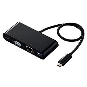 ELECOM 【生産完了品】ドッキングステーション Type-C接続 USB・VGA・LANポート搭載 PD対応 長さ0.3m ブラック DST-C10BK