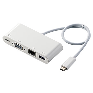 ELECOM ドッキングステーション Type-C接続 USB・VGA・LANポート搭載 PD対応 長さ0.3m ホワイト DST-C10WH