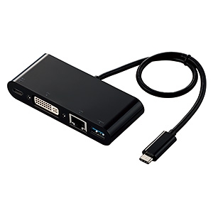 ELECOM ドッキングステーション Type-C接続 USB・DVI・LANポート搭載 PD対応 長さ0.3m DST-C11BK