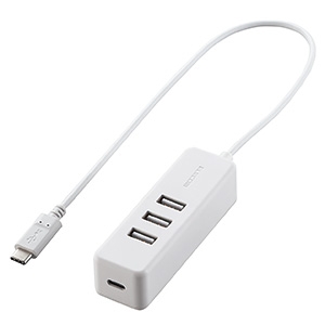 ELECOM USBハブ Type-C接続 USB3ポート PD対応 長さ0.3m ホワイト USBハブ Type-C接続 USB3ポート PD対応 長さ0.3m ホワイト U2HC-T431PWH