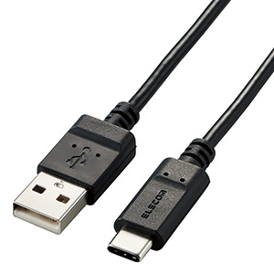 ELECOM USB2.0ケーブル TypeA-TypeC 形状記憶・抗菌タイプ 長さ1.0m ブラック MPA-MAC10NBK