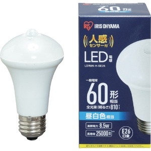 アイリスオーヤマ 【販売終了】【ケース販売特価 10個セット】LED電球 人感センサー付 60W形相当 全光束810lm 昼白色相当 E26口金 【ケース販売特価 10個セット】LED電球 人感センサー付 60W形相当 全光束810lm 昼白色相当 E26口金 LDR9N-H-SE25_set