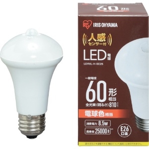 アイリスオーヤマ 【販売終了】【ケース販売特価 10個セット】LED電球 人感センサー付 60W形相当 全光束810lm 電球色相当 E26口金 【ケース販売特価 10個セット】LED電球 人感センサー付 60W形相当 全光束810lm 電球色相当 E26口金 LDR9L-H-SE25_set