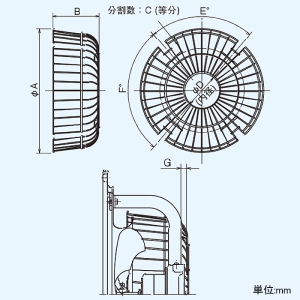 日本キヤリア(東芝) 保護ガード 有圧換気扇ステンレス形用 ステンレス製 25cm用 産業用換気扇別売部品 保護ガード 有圧換気扇ステンレス形用 ステンレス製 25cm用 産業用換気扇別売部品 GU-25S 画像2