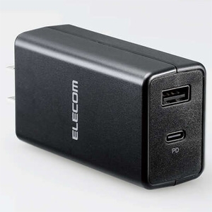 ELECOM AC充電器 PD対応 超高速充電タイプ 最大合計出力57W Type-C×1ポート・Type-A×1ポート QuickCharge3.0認証 ACDC-PD1757BK