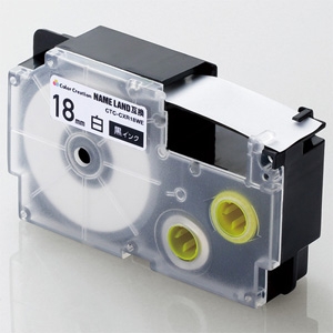 ELECOM テープカートリッジ ネームランド用互換テープ XR-18WE用 テープ白 黒文字 18mm幅 テープ長8m CTC-CXR18WE