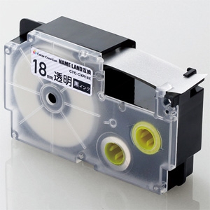 ELECOM テープカートリッジ ネームランド用互換テープ XR-18X用 テープ透明 黒文字 18mm幅 テープ長8m CTC-CXR18X