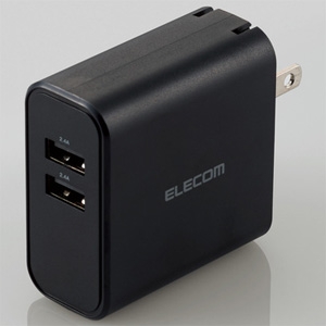 ELECOM AC充電器 高出力タイプ 合計最大出力4.8A USB-A×2ポート ブラック MPA-ACU05BK