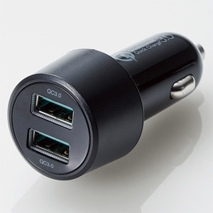 ELECOM 車載充電器 QuickCharge3.0対応 激速充電タイプ 合計最大出力36W USB-A×2ポート MPA-CCUQ05BK