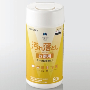 ELECOM お得用ウェットクリーニングティッシュ 汚れ落としタイプ ボトルタイプ 80枚入 WC-AL80N