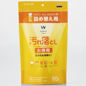 ELECOM 【限定特価】お得用ウェットクリーニングティッシュ 汚れ落としタイプ 詰め替え用 90枚入 WC-AL90SPN