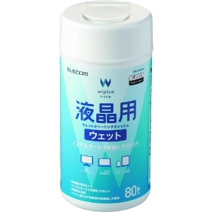 ELECOM 液晶用ウェットクリーニングティッシュ ノンアルコールタイプ ボトルタイプ 80枚入 WC-DP80N4