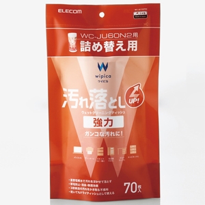 ELECOM 強力ウェットクリーニングティッシュ 汚れ落としタイプ 詰め替え用 70枚入 WC-JU70SPN2