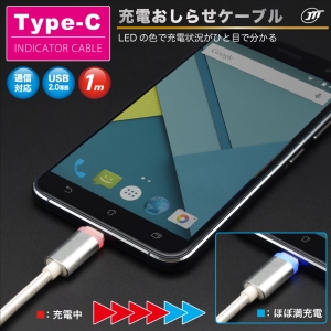 日本トラストテクノロジー Type-C充電おしらせケーブル1m Type-C充電おしらせケーブル1m JTINDTCBK 画像3