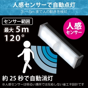 日本トラストテクノロジー LEDBARライト 人感センサー 10cm LEDBARライト 人感センサー 10cm LEDBARSBT10WH 画像4
