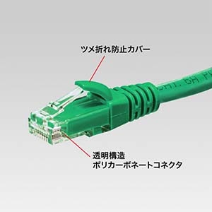 サンワサプライ カテゴリ6Aより線LANケーブル 超高速 10ギガビットイーサネット対応 グリーン 5m カテゴリ6Aより線LANケーブル 超高速 10ギガビットイーサネット対応 グリーン 5m KB-T6AY-05G 画像2