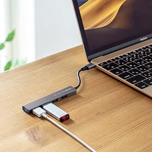 サンワサプライ スリムハブ USB Type-C 4ポート バスパワー対応 ケーブル直付タイプ シルバー スリムハブ USB Type-C 4ポート バスパワー対応 ケーブル直付タイプ シルバー USB-2TCH23SN 画像3