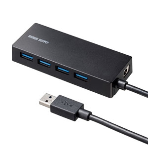 サンワサプライ 4ポートハブ ネジ固定 HDD接続対応 セルフパワー USB3.2Gen1 USB-3HTV433BK