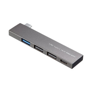 サンワサプライ スリムハブ USB Type-C コンボ バスパワー対応 シルバー USB-3TCH21SN