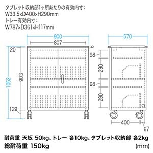 サンワサプライ タブレット収納保管庫(44台収納) タブレット収納保管庫(44台収納) CAI-CAB62LM 画像3