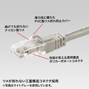 サンワサプライ ツメ折レ防止カテゴリ6LANケーブル ツメ折レ防止カテゴリ6LANケーブル KB-T6TS-01RN 画像2