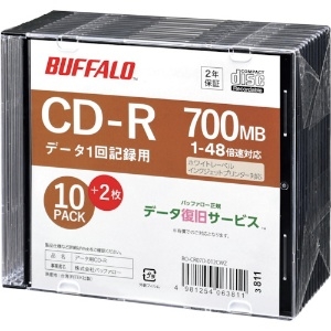 バッファロー 光学メディア CD-R PCデータ用 700MB 法人チャネル向け 10枚+2枚 RO-CR07D-012CWZ