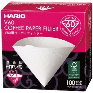 HARIO V60用ペーパーフィルターW 100枚箱入り VCF-01-100WK