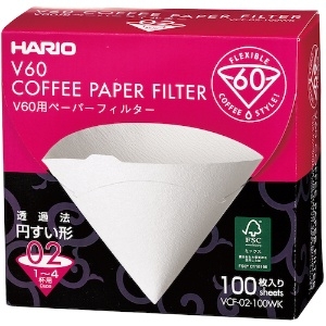 HARIO V60用ペーパーフィルターW 100枚箱入り VCF-02-100WK