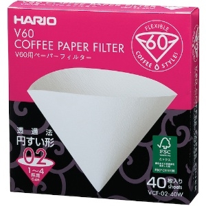 HARIO V60用ペーパーフィルター02W 40枚入り VCF-02-40W