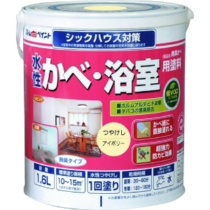 アトムペイント 水性かべ・浴室用塗料(無臭かべ) 1.6L アイボリー 水性かべ・浴室用塗料(無臭かべ) 1.6L アイボリー 00001-13427