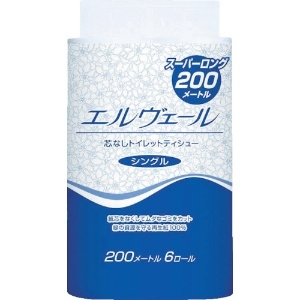 エリエール エルヴェールトイレットティシュー200m6R芯なし 723273