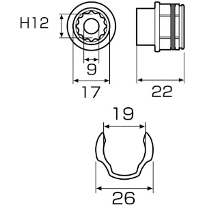 アネックス オフセットアダプター専用ソケット12mm オフセットアダプター専用ソケット12mm AOA-1912 画像2