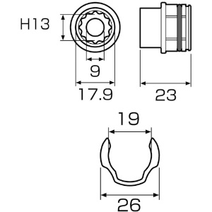 アネックス オフセットアダプター専用ソケット13mm オフセットアダプター専用ソケット13mm AOA-1913 画像2