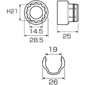 アネックス オフセットアダプター用ソケット21mm オフセットアダプター用ソケット21mm AOA-1921 画像2