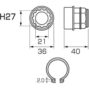 アネックス オフセットアダプター30mm 専用ソケット H27mm オフセットアダプター30mm 専用ソケット H27mm AOA-3027 画像2