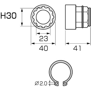 アネックス オフセットアダプター30mm 専用ソケット H30mm オフセットアダプター30mm 専用ソケット H30mm AOA-3030 画像2