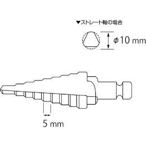 エビ ステージドリル ノンコーティング 9段 軸径10mm 6-22 ステージドリル ノンコーティング 9段 軸径10mm 6-22 LB622 画像2