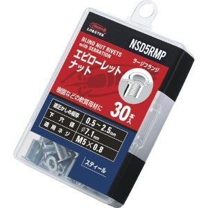 エビ ローレットナット(平頭・スチール製) エコパック 板厚2.5 M5X0.8(30個入) NSD5RMP